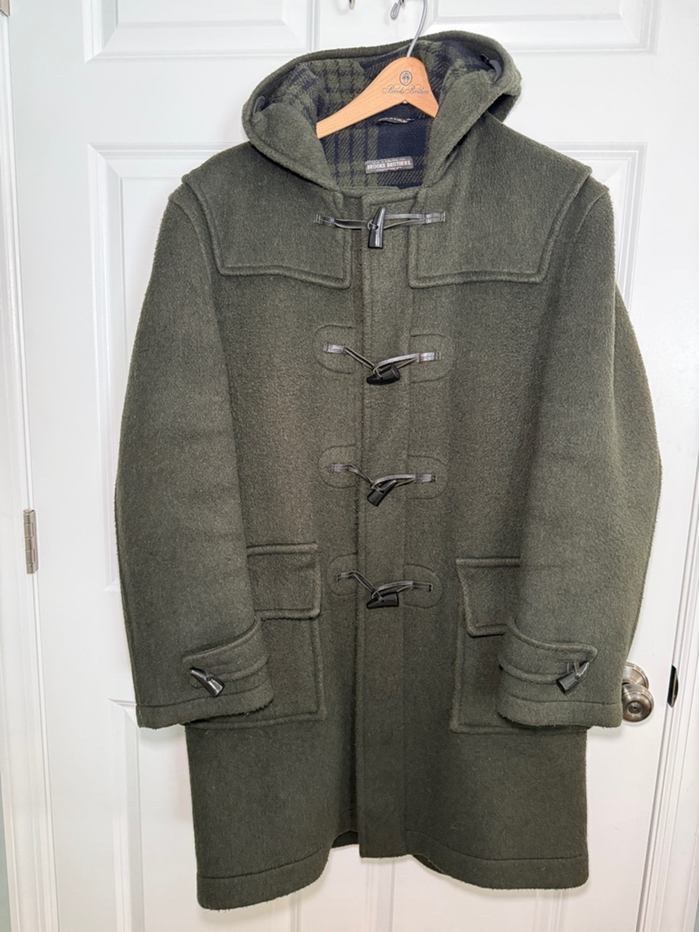 Brooks Brothers Men's Hooded Duffle Coat - Olive Green